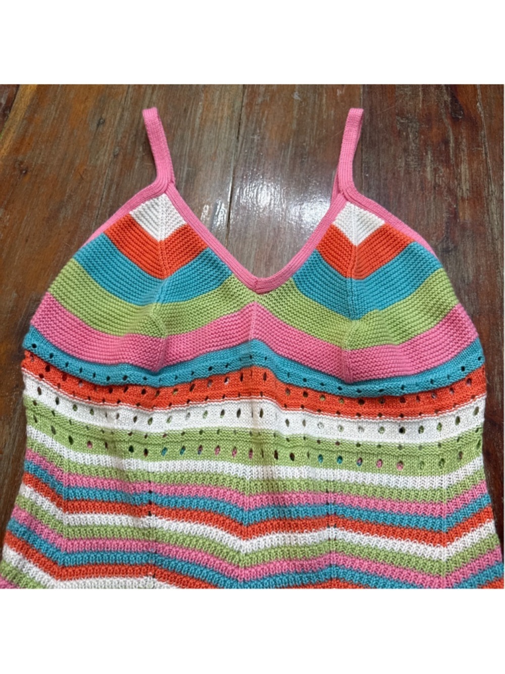 Crave Fame XL Rainbow Chevron Crochet Knit Mini Dress - Picture 2 of 11